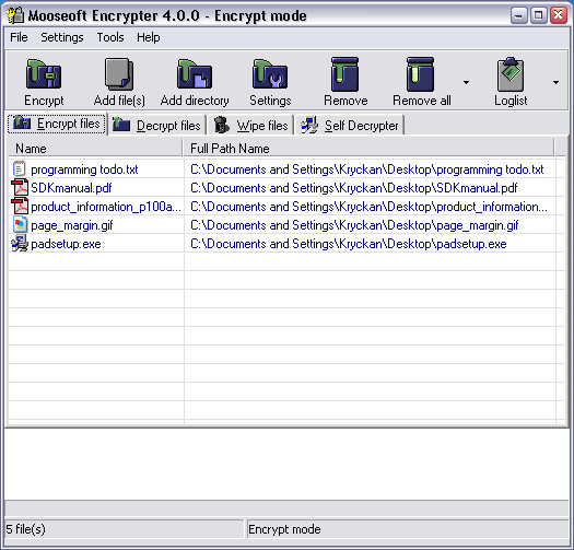Mooseoft Encrypter Screenshot